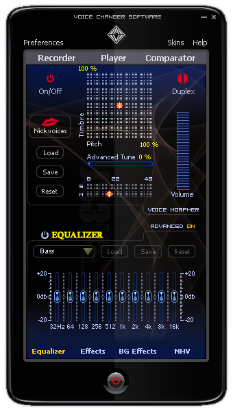 Main Panel of Voice Changer Software 7.0
