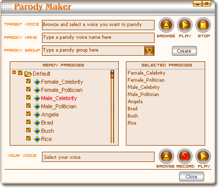 screenshot of Voice Changer Software  Gold's Parody Maker