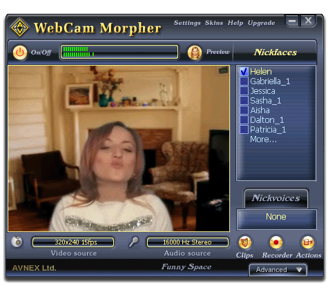 AV Webcam Morpher - The creative webcam chat software for chat rooms