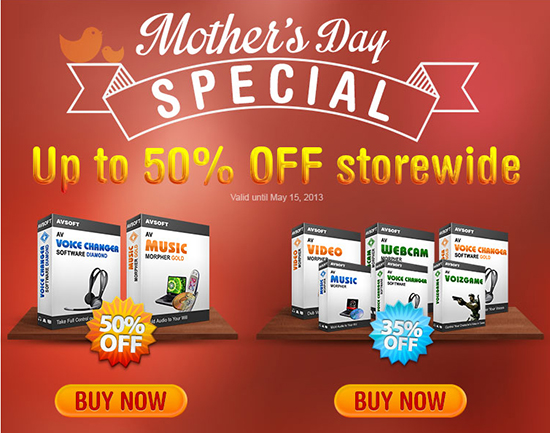 50% Discount for Mother's Day Gifting