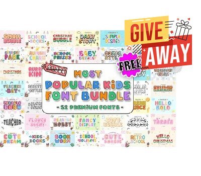 Most Popular Kids Font Bundle Giveaway Free Download