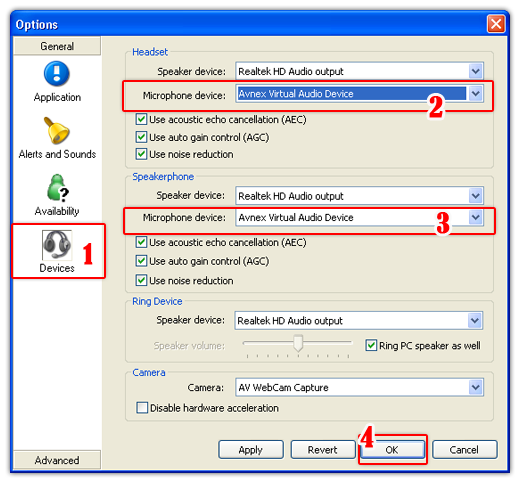 Fig 4  -  Change the Microphone device of X-Lite into AVnex Virtual Audio Device