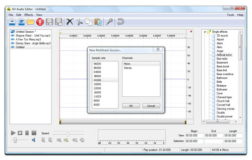 AV Audio Editor - Create new Multitrack Session Screenshot