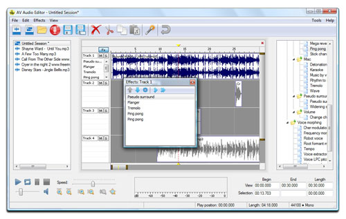 AV Audio Editor - Effects in Track Session Screenshot