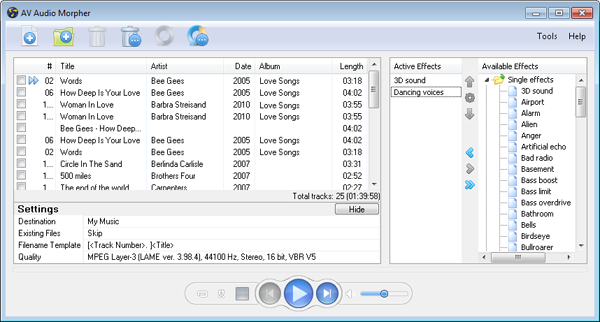 AV Audio Morpher - Main Panel screenshot