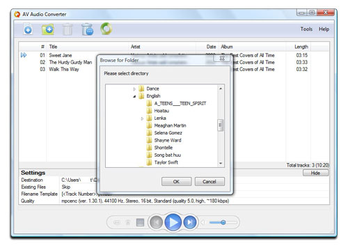 AV Audio Converter - Add Folder Screenshot