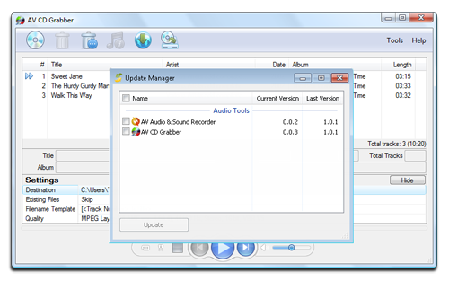 AV CD Grabber - Update Manager Screenshot
