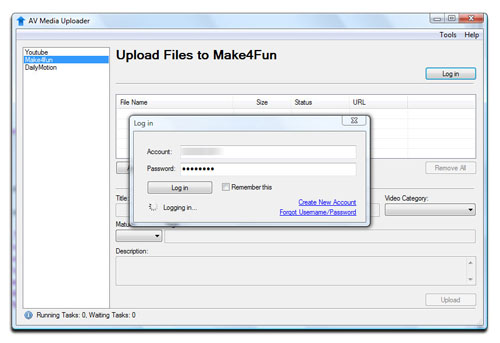 AV Media Uploader - Log in