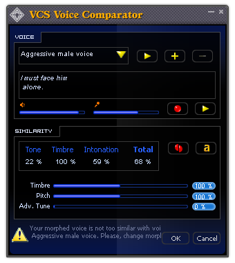 Advanced panel: Non-human Voice Effects of Voice Changer Software 7.0