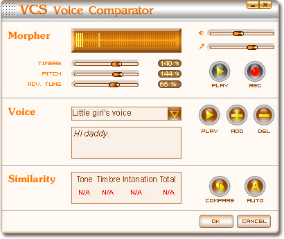 screenshot of Voice Changer Software  Gold's Comparator Panel