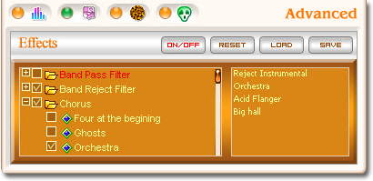 screenshot of Voice Changer Software  Gold's Advanced panel: Effects