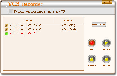 Screenshot of Voice Changer Software  Gold's Recorder Panel