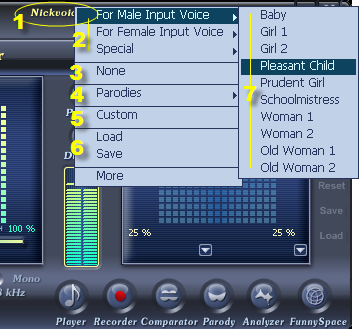 Fig 1 - Nickvoices menu [Main panel]