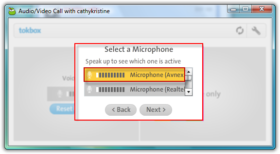  Fig. 6 - Choose device in the Microphone setting box