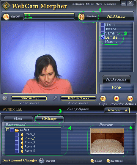 Change background and apply video effects for your Webcam image