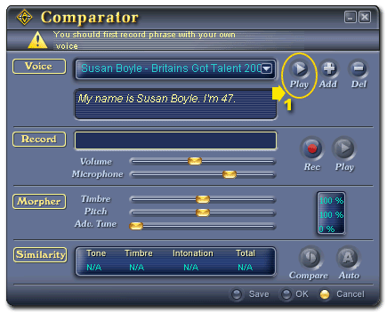 Fig 3 - Added sample voice in Voice Comparator dialog box